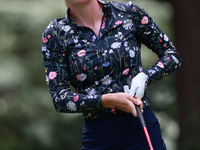 Sarah Schmelzel of the United States tees off on the third hole during Day Three of the KPMG Women's PGA Championship at Sahalee Country Clu...