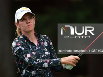 Sarah Schmelzel of the United States tees off on the 7th hole during Day Three of the KPMG Women's PGA Championship at Sahalee Country Club...