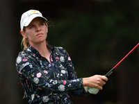 Sarah Schmelzel of the United States tees off on the 7th hole during Day Three of the KPMG Women's PGA Championship at Sahalee Country Club...