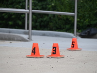 Shell casings are being located. A 49-year-old man is being shot and killed outside at Daniel J. Corkery Elementary School in Chicago, Illin...