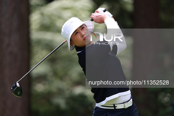 Amy Yang of Republic of Korea tees off on the third hole during Day Three of the KPMG Women's PGA Championship at Sahalee Country Club in Sa...