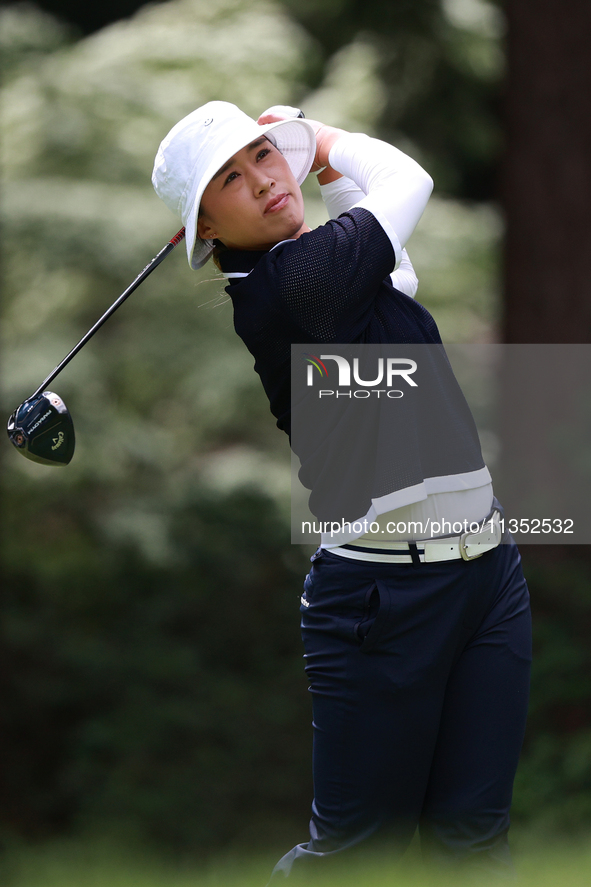 Amy Yang of Republic of Korea tees off on the third hole during Day Three of the KPMG Women's PGA Championship at Sahalee Country Club in Sa...