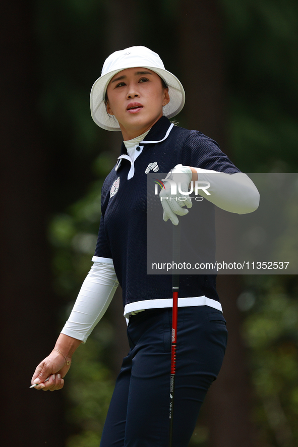 Amy Yang of Republic of Korea tees off on the third hole during Day Three of the KPMG Women's PGA Championship at Sahalee Country Club in Sa...