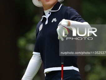 Amy Yang of Republic of Korea tees off on the third hole during Day Three of the KPMG Women's PGA Championship at Sahalee Country Club in Sa...