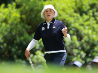 Amy Yang of Republic of Korea acknowledges the crowd on the third hole during Day Three of the KPMG Women's PGA Championship at Sahalee Coun...