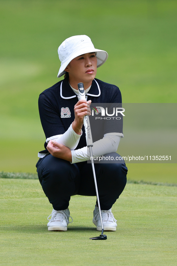 Amy Yang of Republic of Korea waits on the 5th green during Day Three of the KPMG Women's PGA Championship at Sahalee Country Club in Sammam...