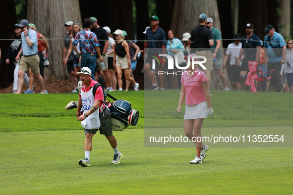 Lexi Thompson of the United States walks on the 8th hole during Day Three of the KPMG Women's PGA Championship at Sahalee Country Club in Sa...