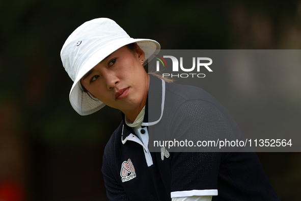 Amy Yang of Republic of Korea tees off on the 6th hole during Day Three of the KPMG Women's PGA Championship at Sahalee Country Club in Samm...