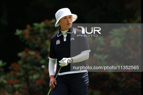 Amy Yang of Republic of Korea looks over the 9th green during Day Three of the KPMG Women's PGA Championship at Sahalee Country Club in Samm...