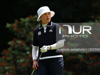 Amy Yang of Republic of Korea looks over the 9th green during Day Three of the KPMG Women's PGA Championship at Sahalee Country Club in Samm...