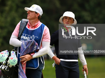 Amy Yang of Republic of Korea waits on the 9th green during Day Three of the KPMG Women's PGA Championship at Sahalee Country Club in Sammam...