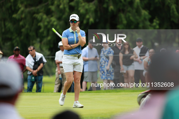 Leone Maguire of Ireland walks on the 8th green during Day Three of the KPMG Women's PGA Championship at Sahalee Country Club in Sammamish,...