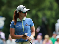 Leone Maguire of Ireland reacts to her putt on the 8th green during Day Three of the KPMG Women's PGA Championship at Sahalee Country Club i...