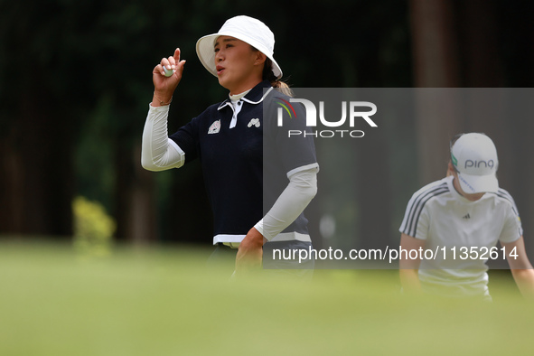 Amy Yang of Republic of Korea acknowledges the gallery at the 9th green after her birdie during Day Three of the KPMG Women's PGA Championsh...