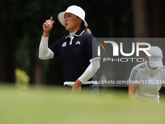 Amy Yang of Republic of Korea acknowledges the gallery at the 9th green after her birdie during Day Three of the KPMG Women's PGA Championsh...