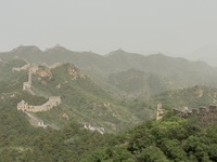 The Jinshanling Great Wall is being seen under sandstorm pollution in Chengde, China, on June 22, 2024. (