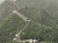 The Jinshanling Great Wall is being seen under sandstorm pollution in Chengde, China, on June 22, 2024. (