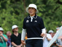 Amy Yang of Republic of Korea reacts to her putt on the 18th green during Day Three of the KPMG Women's PGA Championship at Sahalee Country...