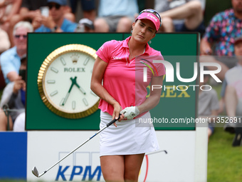 Lexi Thompson of Florida follows her shot from the 17th tee during the third round of the KPMG Women's PGA Championship at Sahalee Country C...