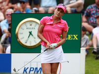 Lexi Thompson of Florida follows her shot from the 17th tee during the third round of the KPMG Women's PGA Championship at Sahalee Country C...