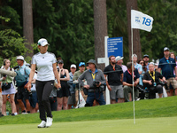 Hinako Shibuno of Japan looks over the 18th green during Day Three of the KPMG Women's PGA Championship at Sahalee Country Club in Sammamish...