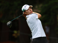 Hinako Shibuno of Japan tees off on the 6th hole during Day Three of the KPMG Women's PGA Championship at Sahalee Country Club in Sammamish,...