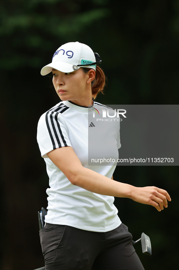 Hinako Shibuno of Japan walks on the 7th hole during Day Three of the KPMG Women's PGA Championship at Sahalee Country Club in Sammamish, Wa...