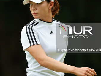 Hinako Shibuno of Japan walks on the 7th hole during Day Three of the KPMG Women's PGA Championship at Sahalee Country Club in Sammamish, Wa...