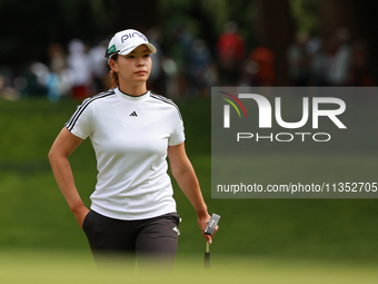 Hinako Shibuno of Japan approaches the 9th green during Day Three of the KPMG Women's PGA Championship at Sahalee Country Club in Sammamish,...