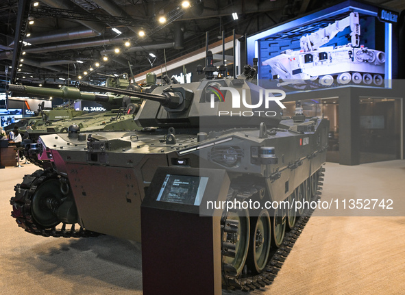 VILLEPINTE, FRANCE - JUNE 21: 
The Otokar Alpar, a Turkish first heavy-class military unmanned ground vehicle on display at the Eurosatory D...