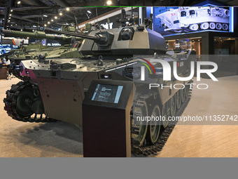 VILLEPINTE, FRANCE - JUNE 21: 
The Otokar Alpar, a Turkish first heavy-class military unmanned ground vehicle on display at the Eurosatory D...