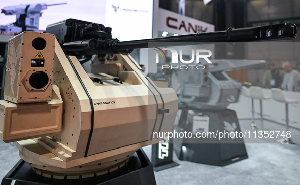 VILLEPINTE, FRANCE - JUNE 21: 
The TRAKON Remote Controlled Weapon Station (RCWS) on display at the Eurosatory Defense and Security expo, on...