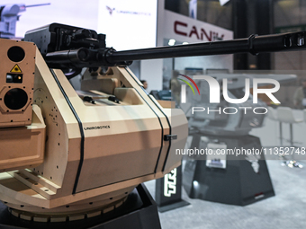 VILLEPINTE, FRANCE - JUNE 21: 
The TRAKON Remote Controlled Weapon Station (RCWS) on display at the Eurosatory Defense and Security expo, on...