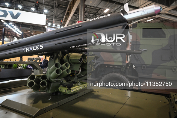 VILLEPINTE, FRANCE - JUNE 21: 
The FZ602 - Thales Belgium SA - Rocket System 70mm, on display at the Eurosatory Defense and Security expo, o...