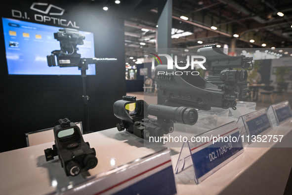 VILLEPINTE, FRANCE - JUNE 21: 
DI Optical sight solutions for small arms and machine guns, on display at the Eurosatory Defense and Security...