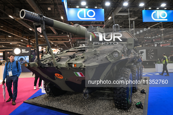 VILLEPINTE, FRANCE - JUNE 21: 
The Centauro II 105mm/120mm, an Italian military vehicle, seen at the Eurosatory Defense and Security expo, o...