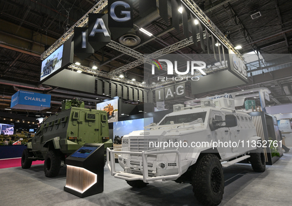 VILLEPINTE, FRANCE - JUNE 21: 
The IAG Guardian, a United Arab Emirates-made armored personnel vehicle, on display at the Eurosatory Defense...