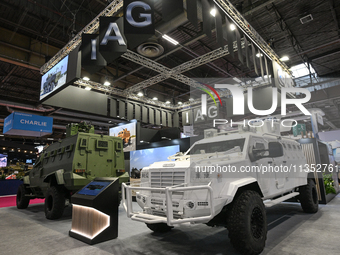 VILLEPINTE, FRANCE - JUNE 21: 
The IAG Guardian, a United Arab Emirates-made armored personnel vehicle, on display at the Eurosatory Defense...