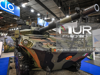 VILLEPINTE, FRANCE - JUNE 21: 
The Centauro II 105mm/120mm, an Italian military vehicle, seen at the Eurosatory Defense and Security expo, o...