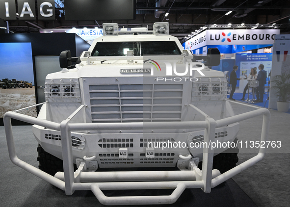 VILLEPINTE, FRANCE - JUNE 21: 
The IAG Guardian, a United Arab Emirates-made armored personnel vehicle, on display at the Eurosatory Defense...