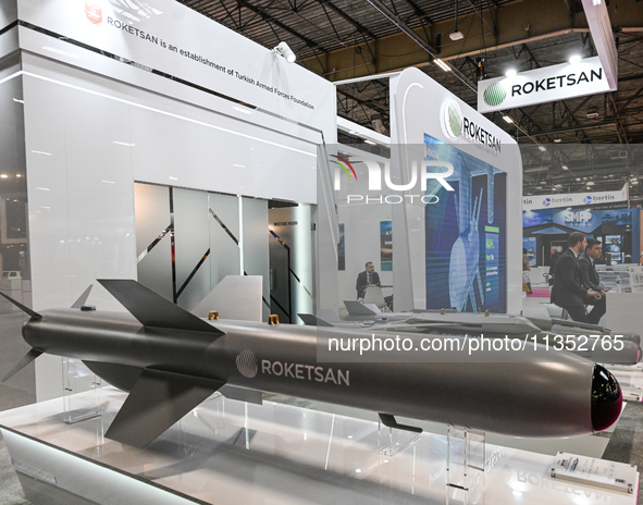 VILLEPINTE, FRANCE - JUNE 21: 
The UAV-230 Air-to-Surface Ballistic Supersonic Missile, on display at the Eurosatory Defense and Security ex...