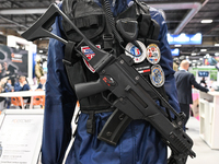 VILLEPINTE, FRANCE - JUNE 21: 
French National Police protection equipment, on display at the Eurosatory Defense and Security expo, on June...