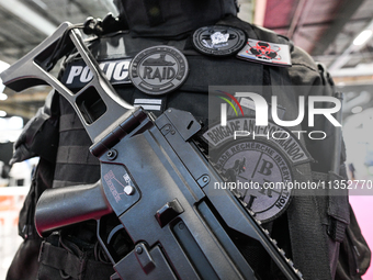 VILLEPINTE, FRANCE - JUNE 21: 
French National Police equipment, on display at the Eurosatory Defense and Security expo, on June 21, 2024, i...