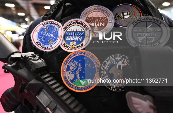 VILLEPINTE, FRANCE - JUNE 21: 
The GIGN badges, related to the elite police tactical unit of the National Gendarmerie of France, on display...