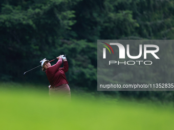 Lizette Salas of the United States plays her second shot on the 10th hole during Day Three of the KPMG Women's PGA Championship at Sahalee C...