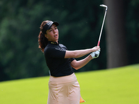 Georgia Hall of England plays her shot toward the 10th green during Day Three of the KPMG Women's PGA Championship at Sahalee Country Club i...