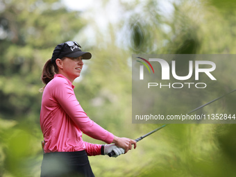 Elizabeth Szokol of the United States tees off on the 11th hole during Day Three of the KPMG Women's PGA Championship at Sahalee Country Clu...