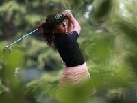 Georgia Hall of England tees off on the 11th hole during Day Three of the KPMG Women's PGA Championship at Sahalee Country Club in Sammamish...