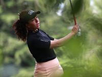 Georgia Hall of England tees off on the 11th hole during Day Three of the KPMG Women's PGA Championship at Sahalee Country Club in Sammamish...