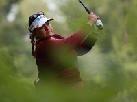 Lizette Salas of the United States tees off on the 11th hole during Day Three of the KPMG Women's PGA Championship at Sahalee Country Club i...